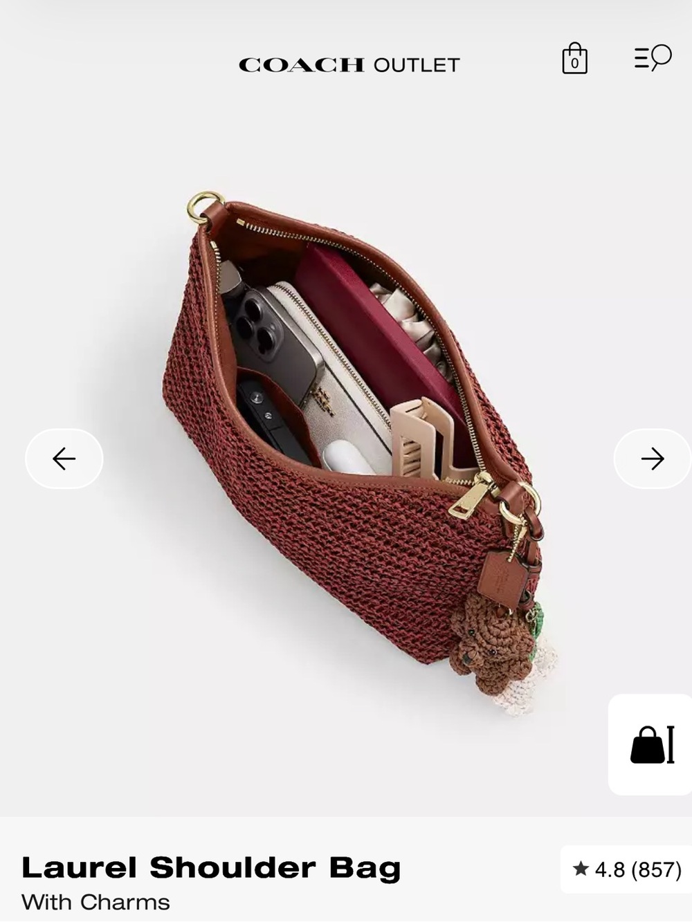 NWT Coach Limited Edition Natural Straw Laurel Shoulder Bag With Charms - Picture 15 of 16